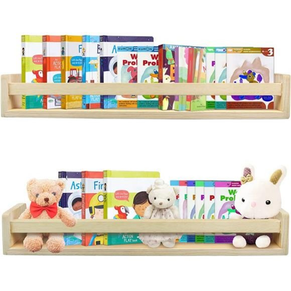 Floating Book Shelves White 24 inches Set of 2 (Natural-24), 24 x 3.94 x 3.54" - Picture 1 of 6